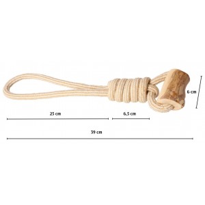DINGO Gryzak z drewna kawowego na sznurze LASSO 39 cm