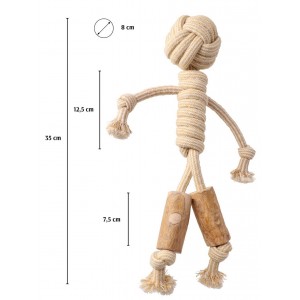 DINGO Gryzak z drewna kawowego na sznurze LUDZIK 35 cm
