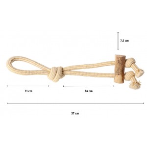 DINGO Gryzak z drewna kawowego na sznurze PRZECIĄGACZ 37 cm