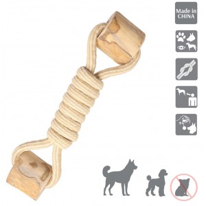 DINGO Gryzak z drewna kawowego na sznurze HANTEL 27 cm