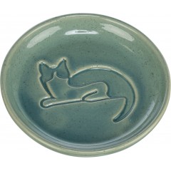 TRIXIE Miska ceramiczna dla kota z wytłoczonym kotem 0,15l/14,5 cm - niebieska