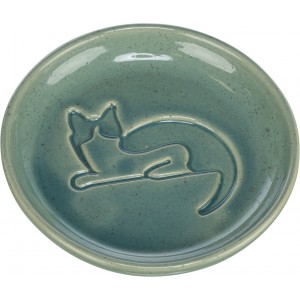 TRIXIE Miska ceramiczna dla kota z wytłoczonym kotem 0,15l/14,5 cm - niebieska