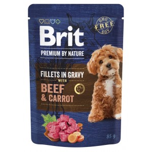 BRIT PREMIUM BY NATURE Pouch Gravy Fillets Beef and Carrot 85g