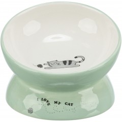 TRIXIE Miska podwyższona z ceramiki dla kota 0.15 l/13 cm - szałwiowa/biała