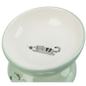 TRIXIE Miska podwyższona z ceramiki dla kota 0.15 l/13 cm - szałwiowa/biała