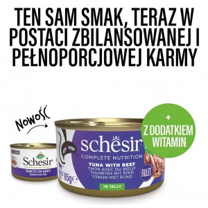 SCHESIR Cat Tuńczyk z polędwicą wołową w galaretce (puszka)