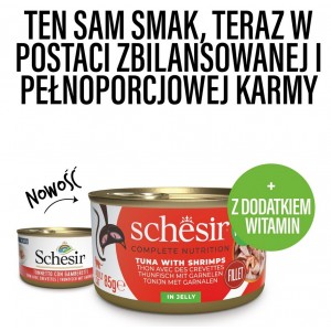 SCHESIR Cat Tuńczyk z krewetkami w galaretce - puszka
