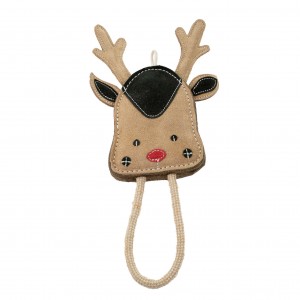 BARRY KING Zabawka dla psa skórzana Renifer 16x11 cm + 13 cm lina