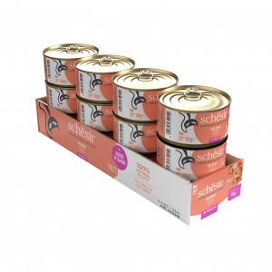 SCHESIR karma mokra dla kotów łosoś w naturalnym bulionie 85 g (puszka)