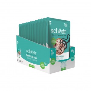 SCHESIR karma mokra dla kotów tuńczyk z doradą w galarecie 85 g (saszetka)