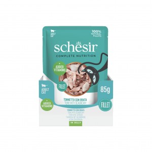 SCHESIR karma mokra dla kotów tuńczyk z doradą w galarecie 85 g (saszetka)
