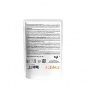 SCHESIR karma mokra dla kotów tuńczyk z kurczakiem i krewetkami w galarecie 85 g (saszetka)