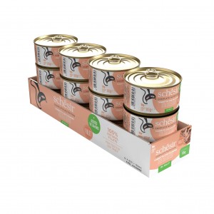 SCHESIR karma mokra dla kotów tuńczyk z łososiem w galarecie 85 g (puszka)