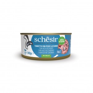 SCHESIR karma mokra dla kotów tuńczyk z sardynkami w galarecie 140 g (puszka)