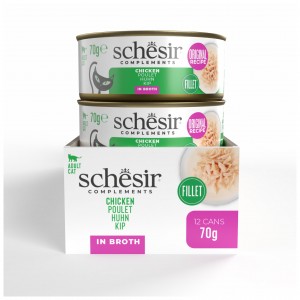 SCHESIR Complements karma mokra dla kotów kurczak w bulionie 70 g (puszka)