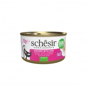 SCHESIR Complements karma mokra dla kotów kurczak z szynką w galarecie 70 g (puszka)