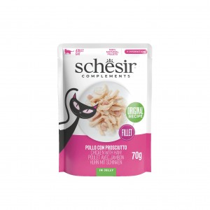 SHESIR Complements karma mokra dla kotów kurczak z szynką w galarecie 70 g (saszetka)