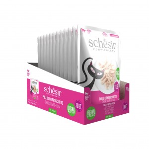 SHESIR Complements karma mokra dla kotów kurczak z szynką w galarecie 70 g (saszetka)