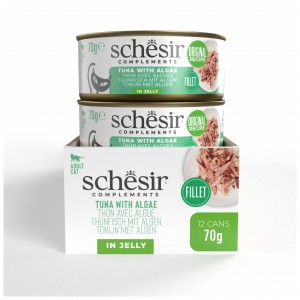 SCHESIR Complements karma mokra dla kotów tuńczyk z algami w galarecie 70 g (puszka)