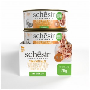 SCHESIR Complements karma mokra dla kotów tuńczyk z aloesem w galarecie 70 g (puszka)