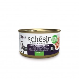 SCHESIR Complements karma mokra dla kotów tuńczyk z kielczakiem w galarecie 70 g (puszka)