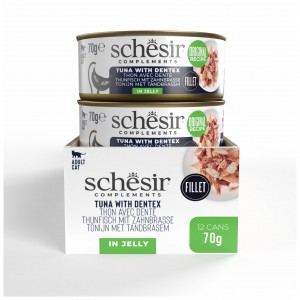 SCHESIR Complements karma mokra dla kotów tuńczyk z kielczakiem w galarecie 70 g (puszka)