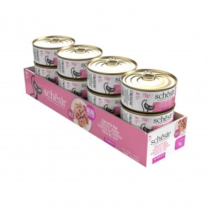 SHESIR Complements karma mokra dla kotów tuńczyk z szynką w bulionie 70 g (puszka)