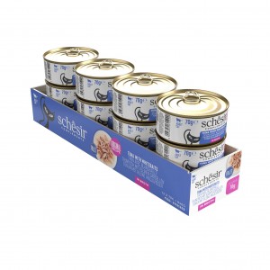 SHESIR Complements karma mokra dla kotów tuńczyk ze szprotami w bulionie 70 g (puszka)