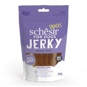 SCHESIR Jerky przysmak dla psów kaczka z jabłkiem suszona 145 g (saszetka)