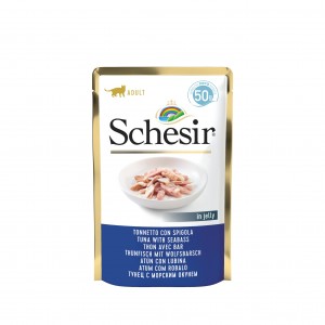 SCHESIR Karma mokra dla kotów tuńczyk z okoniem morskim 50 g (saszetka)