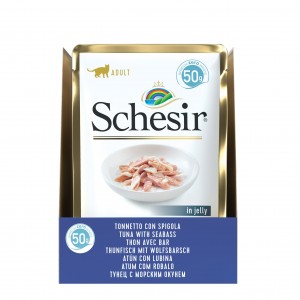 SHESIR Karma mokra dla kotów tuńczyk z okoniem morskim 50 g (saszetka)