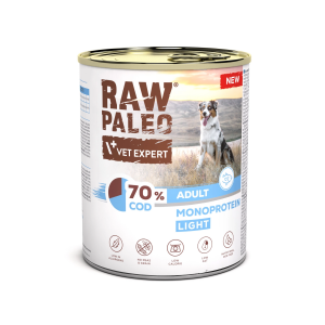 RAW PALEO Cod Light Monoprotein Adult Dog mokra karma dla psów z tendencją do nadwagi monoproteina z dorszem