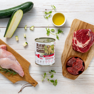 RAW PALEO Beef & Rabbit Puppy Can mokra karma dla szczeniąt duoproteina wołowina z królikiem (puszka)