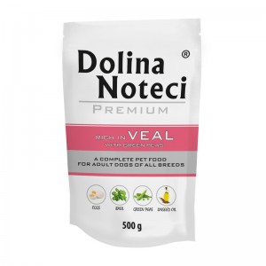 DOLINA NOTECI PREMIUM Mokra karma dla psa z cielęciną i zielonym groszkiem 500g (saszetka)