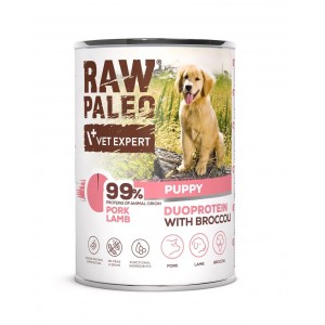RAW PALEO Pork & Lamb Puppy Can - mokra karma dla szczeniąt duoproteina wieprzowina z jagnięciną (puszka)