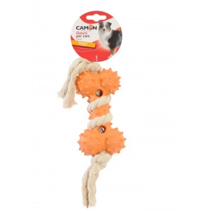 CAMON Dog Toy Rubber Kość z Lina 14cm