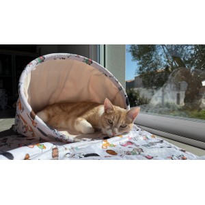 ZOLUX Legowisko dla kota śpiwór wzór koty i myszy Chatouille 45,5x58x40cm