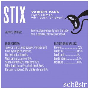 SCHESIR Stix multipack przysmak dla kota kurczak/kaczka/łosoś