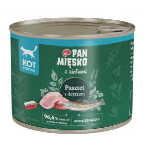 PAN MIĘSKO Karma mokra dla kota z Ziołami Pasztet z dorszem (dorosły) 200g