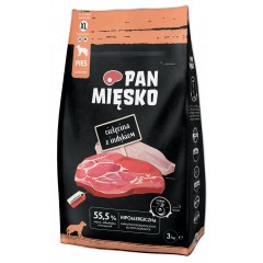 PAN MIĘSKO Cielęcina z indykiem 20kg - rozmiar chrupek XL PROMO Uszkodzenie ubytek