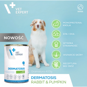 VETEXPERT Veterinary Diet Dermatosis Dog Rabbit and Pumpkin 400g