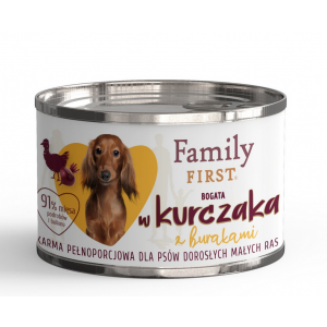 FAMILY FIRST Puszka dla psa Bogata w kurczaka z burakami 200g