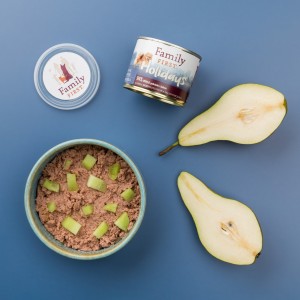 FAMILY FIRST Puszka dla psa Indyk/królik/gruszka 200g