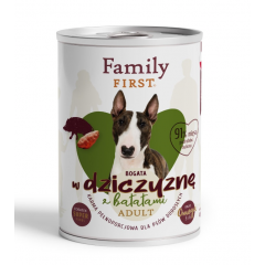 FAMILY FIRST Puszka dla psa Bogata w dziczyznę z batatami 400g