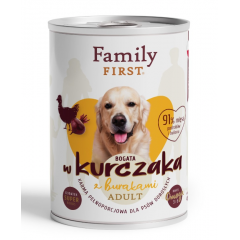 FAMILY FIRST Puszka dla psa Bogata w kurczaka z burakami 400g