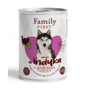 FAMILY FIRST Puszka dla psa Bogata w indyka z pietruszką 400g