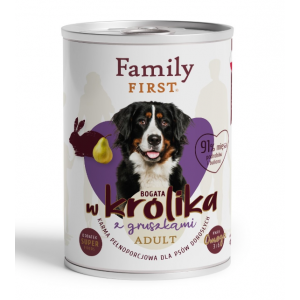 FAMILY FIRST Puszka dla psa Bogata w królika z gruszkami 400g