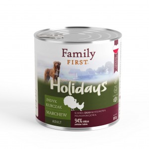 FAMILY FIRST Puszka dla psa Indyk/kurczak/marchew 800g