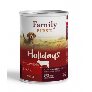 FAMILY FIRST Puszka dla psa Wołowina/burak 400g