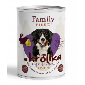 Family First Dog Królik z gruszkami 400g (puszka)